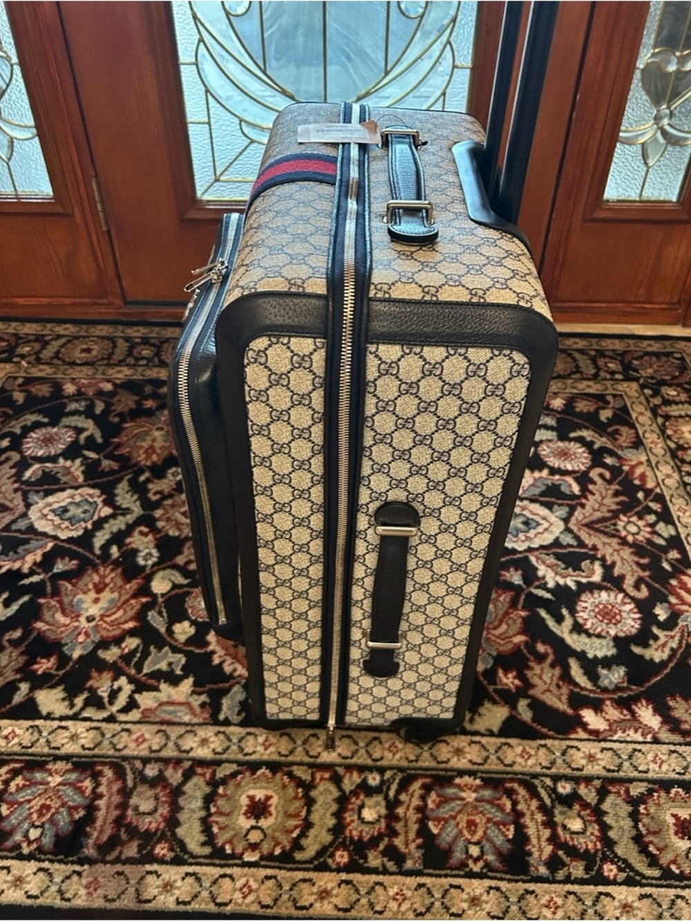 Gucci Savoy, GG Supreme suitcase, iconic blue/red web stripe made in Italy - Picture 10 of 12
